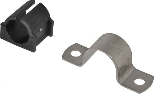 ZSI - 3/4" Tube, Grade 304 Stainless Steel, Tube Strap with Cushion - 2 Mounting Holes - Exact Tooling