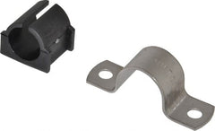 ZSI - 3/4" Tube, Grade 304 Stainless Steel, Tube Strap with Cushion - 2 Mounting Holes - Exact Tooling