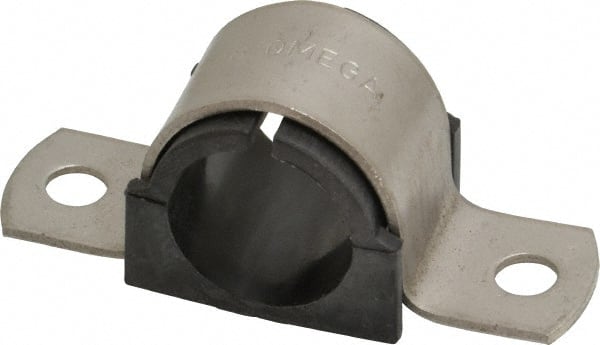 ZSI - 1/2 Pipe, Grade 304 Stainless Steel, Pipe Strap with Cushion - 2 Mounting Holes - Exact Tooling