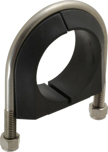 ZSI - 2" Pipe, Grade 316 Stainless Steel U Bolt Clamp with Cushion - 3/4" Panel Thickness - Exact Tooling