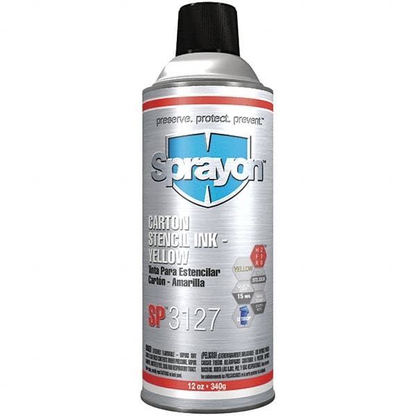 Sprayon - 16 Ounce Container, Yellow Stencil Ink - Nonporous - Exact Tooling