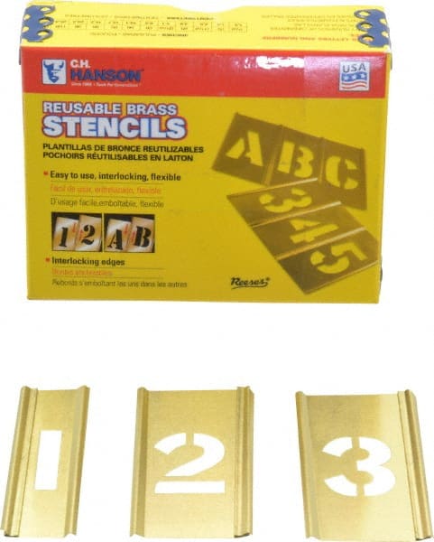 C.H. Hanson - 15 Piece, 1 Inch Character Size, Brass Stencil - Contains Figure Set - Exact Tooling