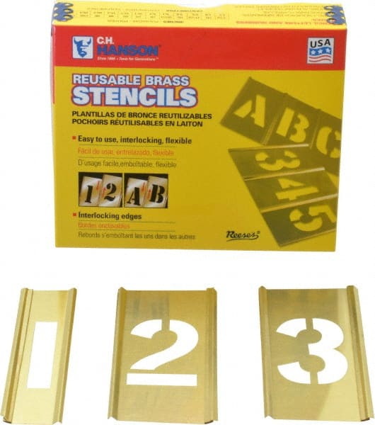 C.H. Hanson - 15 Piece, 2 Inch Character Size, Brass Stencil - Contains Figure Set - Exact Tooling