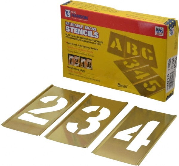 C.H. Hanson - 15 Piece, 3 Inch Character Size, Brass Stencil - Contains Figure Set - Exact Tooling