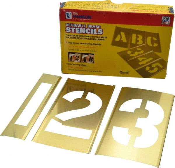 C.H. Hanson - 15 Piece, 4 Inch Character Size, Brass Stencil - Contains Figure Set - Exact Tooling