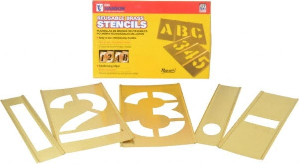 C.H. Hanson - 14 Piece, 6 Inch Character Size, Brass Stencil - Contains Figure Set - Exact Tooling