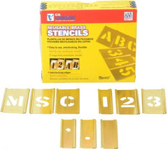 C.H. Hanson - 92 Piece, 1 Inch Character Size, Brass Stencil - Contains Three A Fonts - Exact Tooling