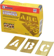 C.H. Hanson - 92 Piece, 2 Inch Character Size, Brass Stencil - Contains Three A Fonts - Exact Tooling
