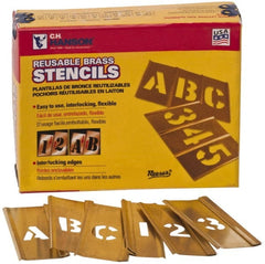 C.H. Hanson - 45 Piece, 2 Inch Character Size, Brass Stencil - Exact Tooling