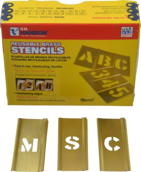 C.H. Hanson - 45 Piece, 1/2 Inch Character Size, Brass Stencil - Exact Tooling