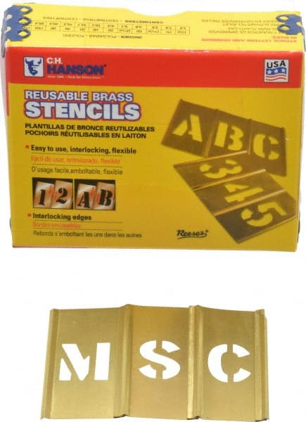 C.H. Hanson - 45 Piece, 3/4 Inch Character Size, Brass Stencil - Exact Tooling