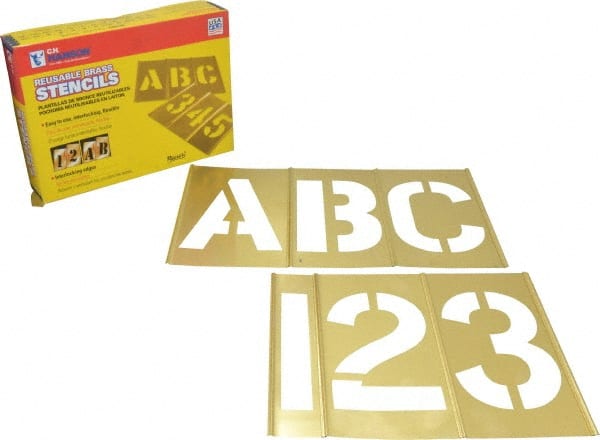 C.H. Hanson - 45 Piece, 5 Inch Character Size, Brass Stencil - Exact Tooling