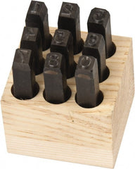 Made in USA - 9 Piece, 1/4" Character Steel Stamp Set - Exact Tooling