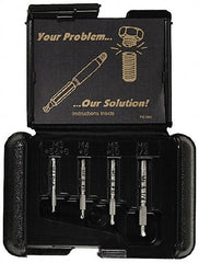Alden - 4 Piece Screw Extractor/Drill Set - 17/64" Drive, Wooden Box - Exact Tooling