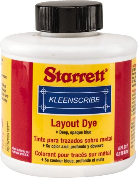 Starrett - Blue Layout Fluid - 4 Ounce Brush Top Bottle - Exact Tooling