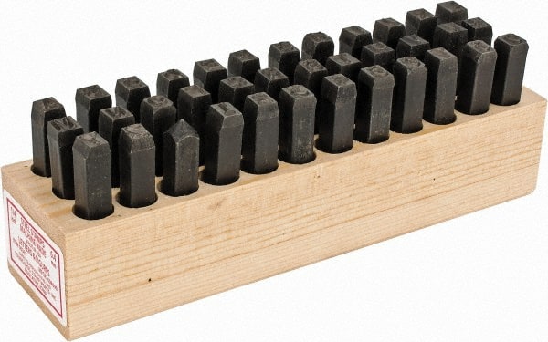 Made in USA - 36 Piece, 1/4" Character Steel Stamp Set - Exact Tooling