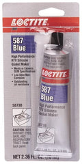 Loctite - 70 mL Tube Blue RTV Silicone Gasket Sealant - 500°F Max Operating Temp, 30 min Tack Free Dry Time, 24 hr Full Cure Time, Series 587 - Exact Tooling