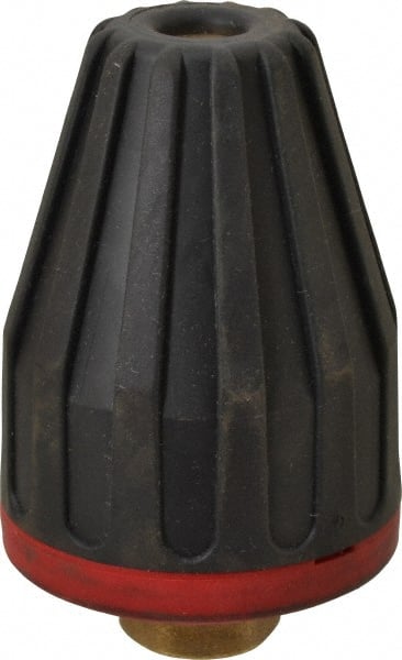 Dirt Killer - 4,700 psi Rotating, Brass, Ceramic & Plastic, Blast Pressure Washer Nozzle - 8mm Orifice Diam, 1/4" Thread, NPT, Red - Exact Tooling