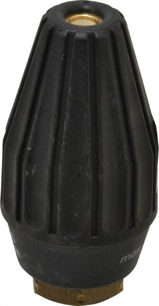 Dirt Killer - 3,200 psi Rotating, Brass, Ceramic & Plastic, Rotary Scouring Pressure Washer Nozzle - 5.5mm Orifice Diam, 1/4" Thread, NPT, Black - Exact Tooling