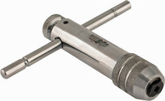 Interstate - 3/16 to 1/2" Tap Capacity, T Handle Tap Wrench - 4-3/8" Overall Length, Ratcheting - Exact Tooling
