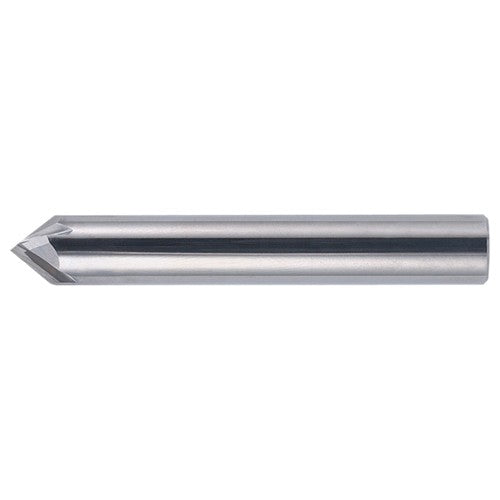 ‎3/8″ × 3/8″ × 2-1/2″ STR / RHC Solid Carbide 4-Flute Single End Chamfer Tool - Bright - Exact Tooling