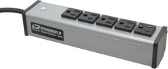 Wiremold - 5 Outlets, 120 Volts, 15 Amps, 6' Cord, Power Outlet Strip - Free Hanging Mount, 5-15 NEMA Configuration, 9-1/4" Strip, cULus Listed - Exact Tooling