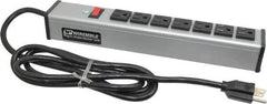 Wiremold - 7 Outlets, 120 Volts, 15 Amps, 6' Cord, Power Outlet Strip - Free Hanging Mount, 5-15 NEMA Configuration, 13" Strip, cULus Listed - Exact Tooling