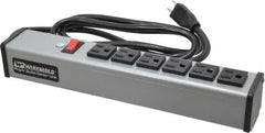 Wiremold - 6 Outlets, 120 Volts, 15 Amps, 6' Cord, Power Outlet Strip - Free Hanging Mount, 5-15 NEMA Configuration, 12-1/4" Strip, cULus Listed - Exact Tooling