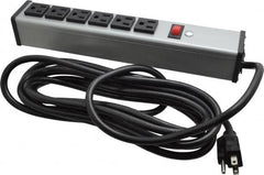 Wiremold - 6 Outlets, 120 Volts, 15 Amps, 15' Cord, Power Outlet Strip - Free Hanging Mount, 5-15 NEMA Configuration, 12-1/4" Strip, cULus Listed - Exact Tooling