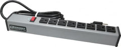 Wiremold - 8 Outlets, 120 Volts, 15 Amps, 6' Cord, Power Outlet Strip - Free Hanging Mount, 5-15 NEMA Configuration, 15" Strip, cULus Listed - Exact Tooling