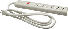 Wiremold - 6 Outlets, 120 Volts, 15 Amps, 6' Cord, Power Outlet Strip - Keyhole Mount, 5-15 NEMA Configuration, 12" Strip, cULus Listed - Exact Tooling