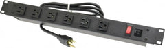 Wiremold - 6 Outlets, 120 Volts, 15 Amps, 6' Cord, Power Outlet Strip - Rack Mount, 6 Front NEMA Configuration - Exact Tooling
