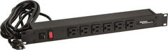 Wiremold - 6 Outlets, 120 Volts, 15 Amps, 15' Cord, Power Outlet Strip - Rack Mount, 6 Front NEMA Configuration, cULus Recognized - Exact Tooling