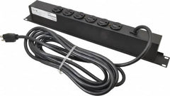 Wiremold - 6 Outlets, 120 Volts, 15 Amps, 15' Cord, Power Outlet Strip - Rack Mount, 6 Back NEMA Configuration, 19" Strip - Exact Tooling