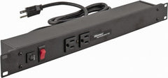 Wiremold - 6 Outlets, 120 Volts, 15 Amps, 6' Cord, Power Outlet Strip - Rack Mount, 2 Front - 4 Back NEMA Configuration, 19" Strip - Exact Tooling