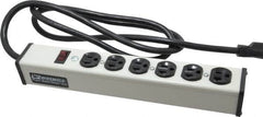 Wiremold - 6 Outlets, 120 Volts, 20 Amps, 6' Cord, Power Outlet Strip - Free Hanging Mount, 5-20 NEMA Configuration, 13-1/4" Strip, cULus Listed - Exact Tooling