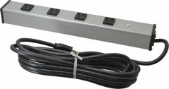Wiremold - 4 Outlets, 120 Volts, 15 Amps, 15' Cord, Power Outlet Strip - Free Hanging Mount, 5-15 NEMA Configuration, 16" Strip, cULus Listed - Exact Tooling