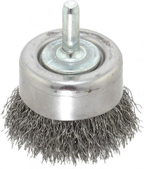 Osborn - 2" Diam, 1/4" Shank Diam, Steel Fill Cup Brush - 0.0118 Wire Diam, 5/8" Trim Length, 10,500 Max RPM - Exact Tooling