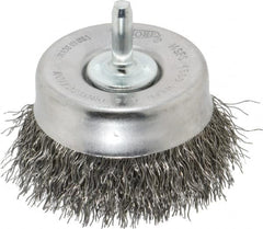 Osborn - 2-1/2" Diam, 1/4" Shank Diam, Steel Fill Cup Brush - 0.014 Wire Diam, 5/8" Trim Length, 4,500 Max RPM - Exact Tooling