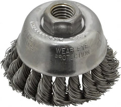 Osborn - 2-3/4" Diam, 5/8-11 Threaded Arbor, Steel Fill Cup Brush - 0.02 Wire Diam, 14,000 Max RPM - Exact Tooling