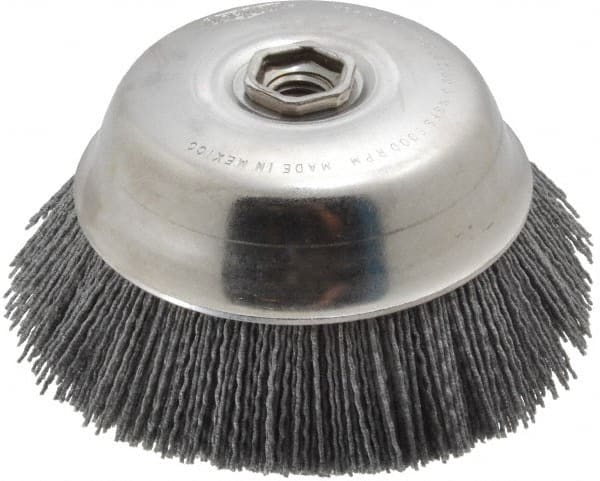 Osborn - 6" Diam, 5/8-11 Threaded Arbor Straight Wire Silicon Carbide Cup Brush - Medium Grade, 1-1/2" Trim Length, 6,000 Max RPM - Exact Tooling