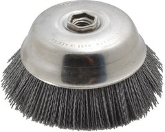 Osborn - 6" Diam, 5/8-11 Threaded Arbor Straight Wire Silicon Carbide Cup Brush - Medium Grade, 1-1/2" Trim Length, 6,000 Max RPM - Exact Tooling