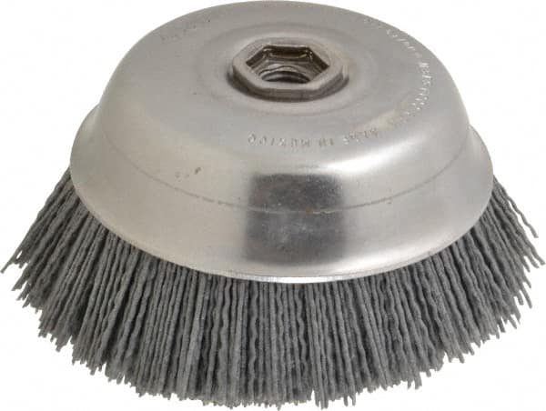 Osborn - 6" Diam, 5/8-11 Threaded Arbor Straight Wire Silicon Carbide Cup Brush - Fine Grade, 1-1/2" Trim Length, 6,000 Max RPM - Exact Tooling