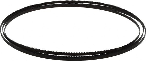 Starrett - 10 TPI, 7' 9-1/2" Long x 1/4" Wide x 0.025" Thick, Welded Band Saw Blade - Carbon Steel, Toothed Edge, Raker Tooth Set, Flexible Back, Contour Cutting - Exact Tooling