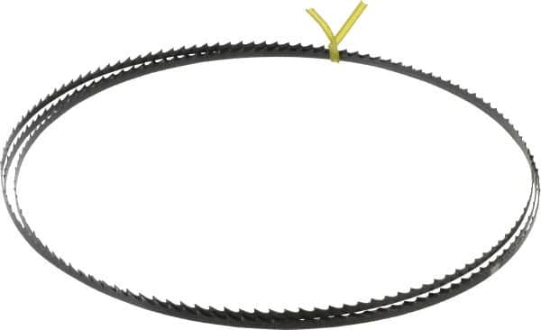 Starrett - 4 TPI, 7' 9-1/2" Long x 1/4" Wide x 0.025" Thick, Welded Band Saw Blade - Carbon Steel, Toothed Edge, Raker Tooth Set, Flexible Back, Contour Cutting - Exact Tooling
