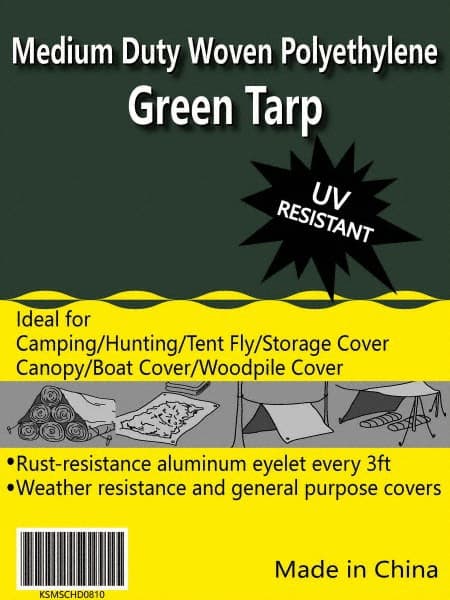 Value Collection - 20' Long x 16' Wide Polyethylene Tarp & Dust Cover - Green, 9 to 10 mil Thickness - Exact Tooling