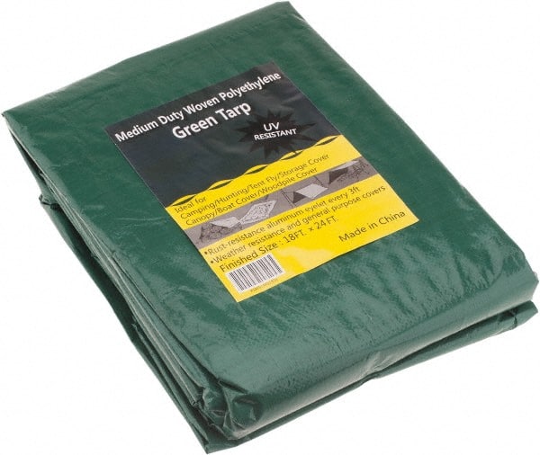 Value Collection - 24' Long x 18' Wide Polyethylene Tarp & Dust Cover - Green, 9 to 10 mil Thickness - Exact Tooling