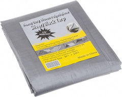 Value Collection - 10' Long x 8' Wide Polyethylene Tarp & Dust Cover - Black & Silver, Grommet, 11 to 12 mil Thickness - Exact Tooling