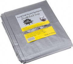 Value Collection - 16' Long x 12' Wide Polyethylene Tarp & Dust Cover - Black & Silver, Grommet, 11 to 12 mil Thickness - Exact Tooling