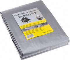 Value Collection - 20' Long x 12' Wide Polyethylene Tarp & Dust Cover - Black & Silver, Grommet, 11 to 12 mil Thickness - Exact Tooling